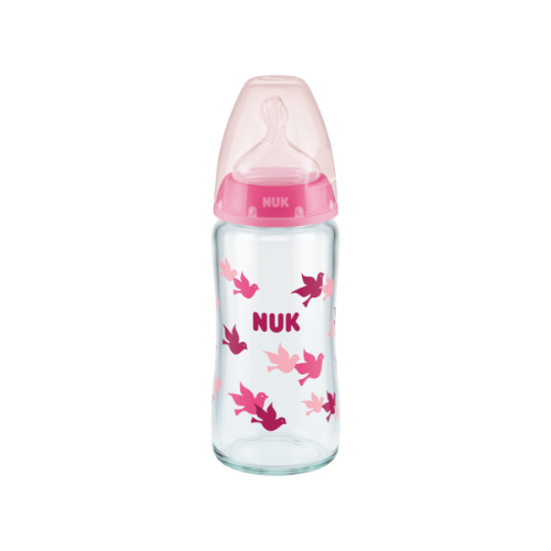 NUK First Choice Plus Glass Baby Bottle with Temperature Control - 240ml