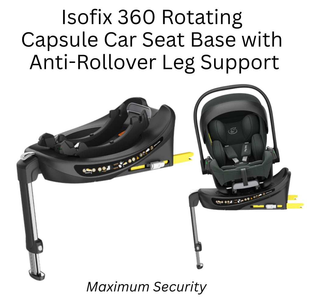 Crown i-Size Reclining Capsule Car Seat and ISOFIX 360 Rotating Capsule Base - OLIVE