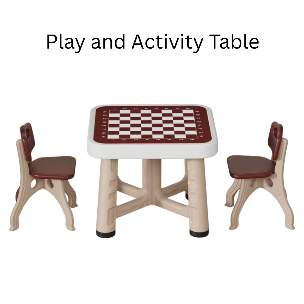 Kids’ Play & Activity Table Set – Table + 4 Chairs | Game Board and Storage