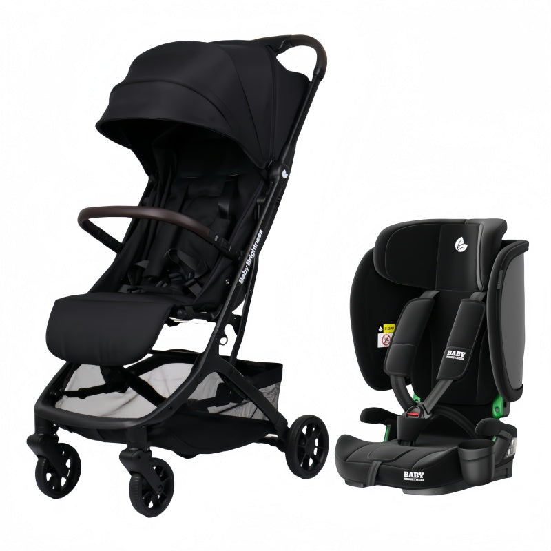 Baby Brightness AirGo Lightweight Compact Travel Pram and Travel Portable Booster Car Seat Black