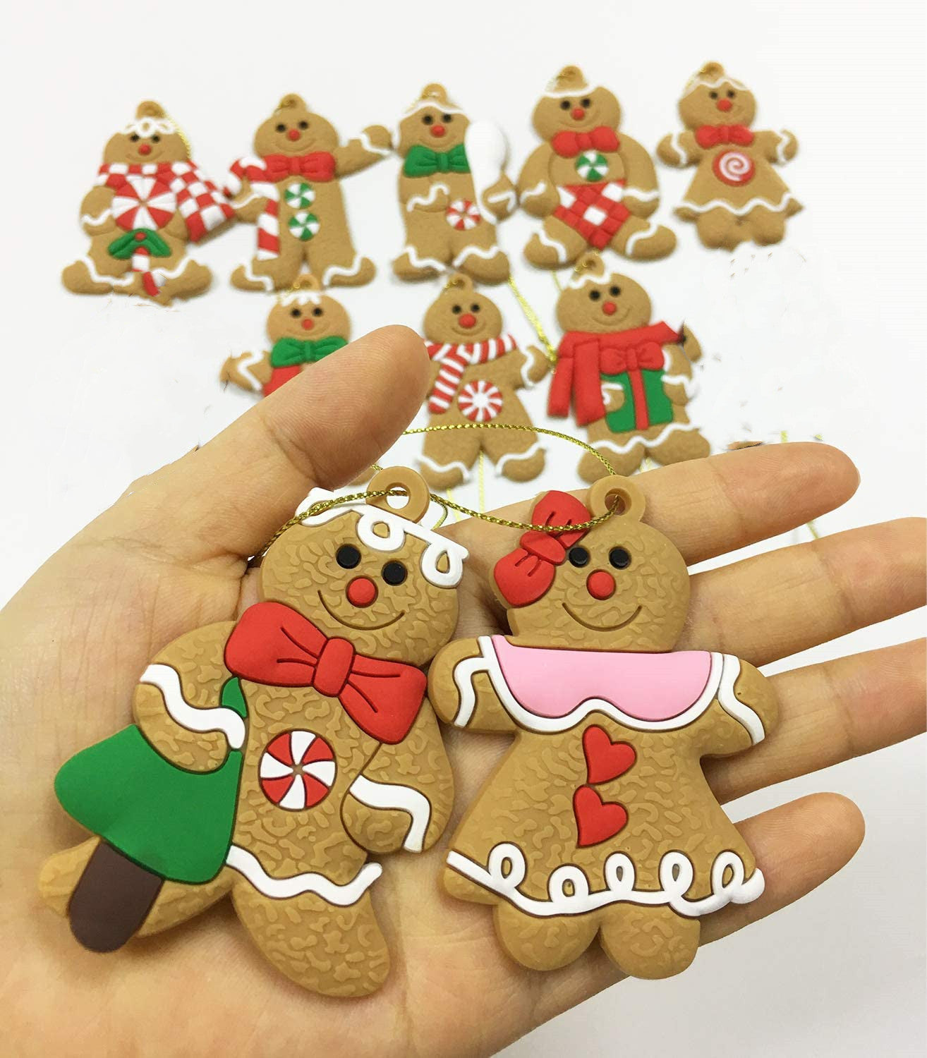 12PCS Christmas Tree Decorations Gingerbread Man Ornaments