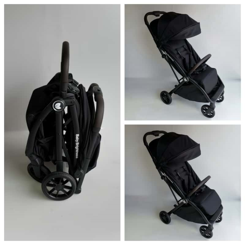 Baby Brightness FlexGo Auto Folding lightweight compact stroller with i-Size infant capsule and Rotation ISOFIX base Blue
