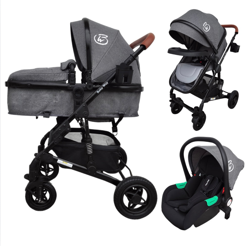 Rover Pro - 3 in 1 Stroller, Bassinet, Capsule Combo with Sunshade Sets and Foodtray - GREY