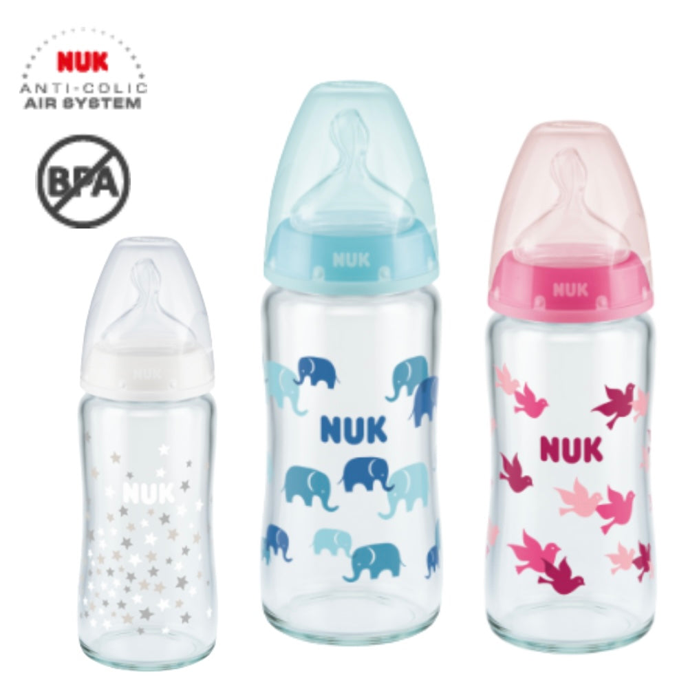 NUK First Choice Plus Glass Baby Bottle with Temperature Control - 240ml