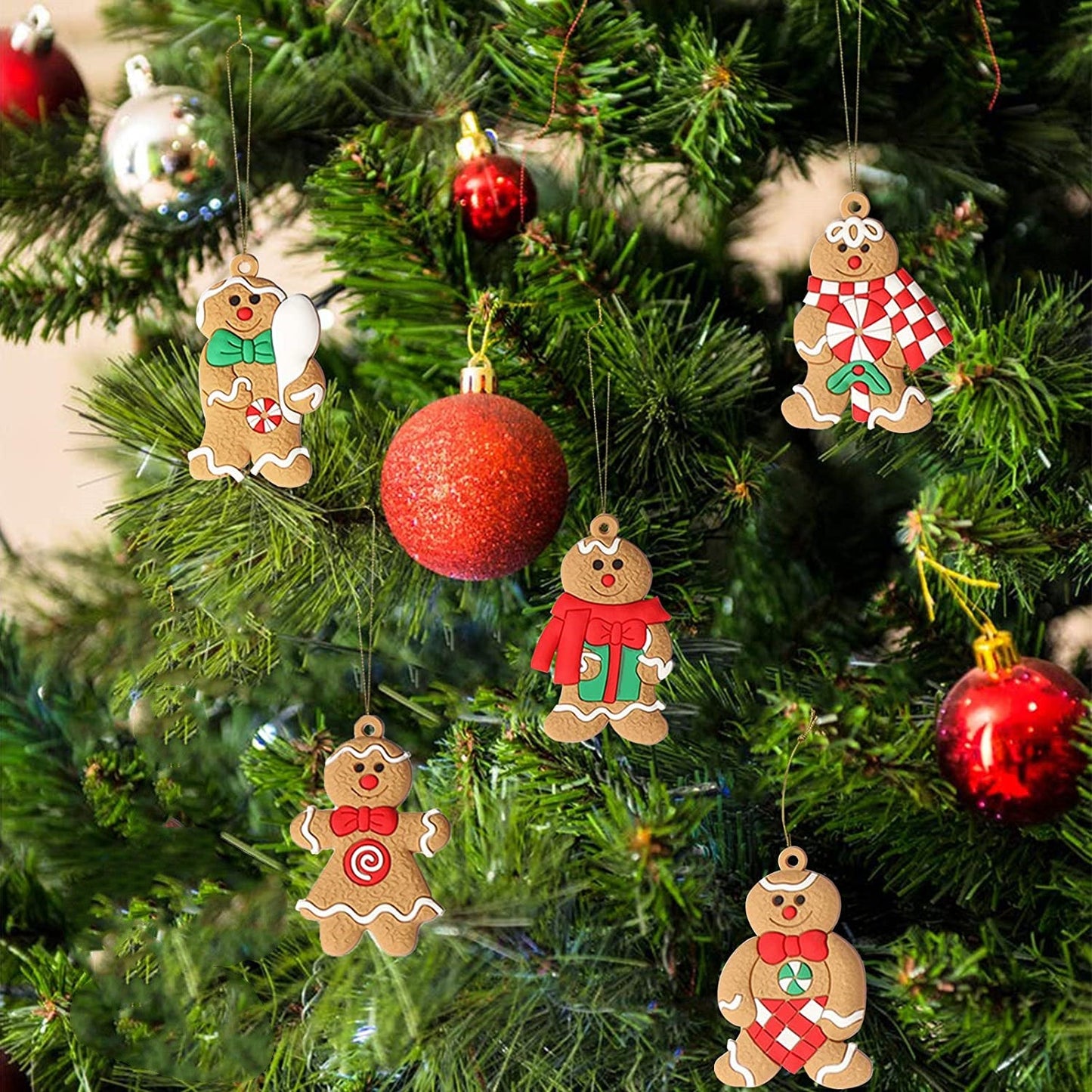 12PCS Christmas Tree Decorations Gingerbread Man Ornaments