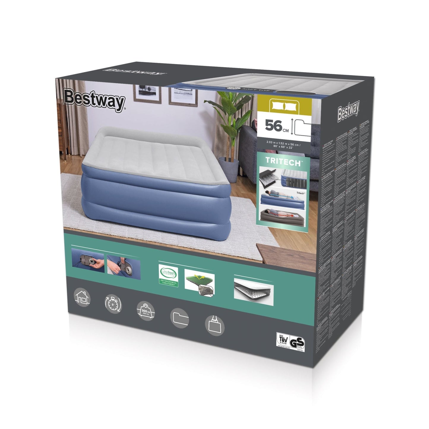 Bestway Air Bed Air Mattress 2.03m x 1.52m x 56cm