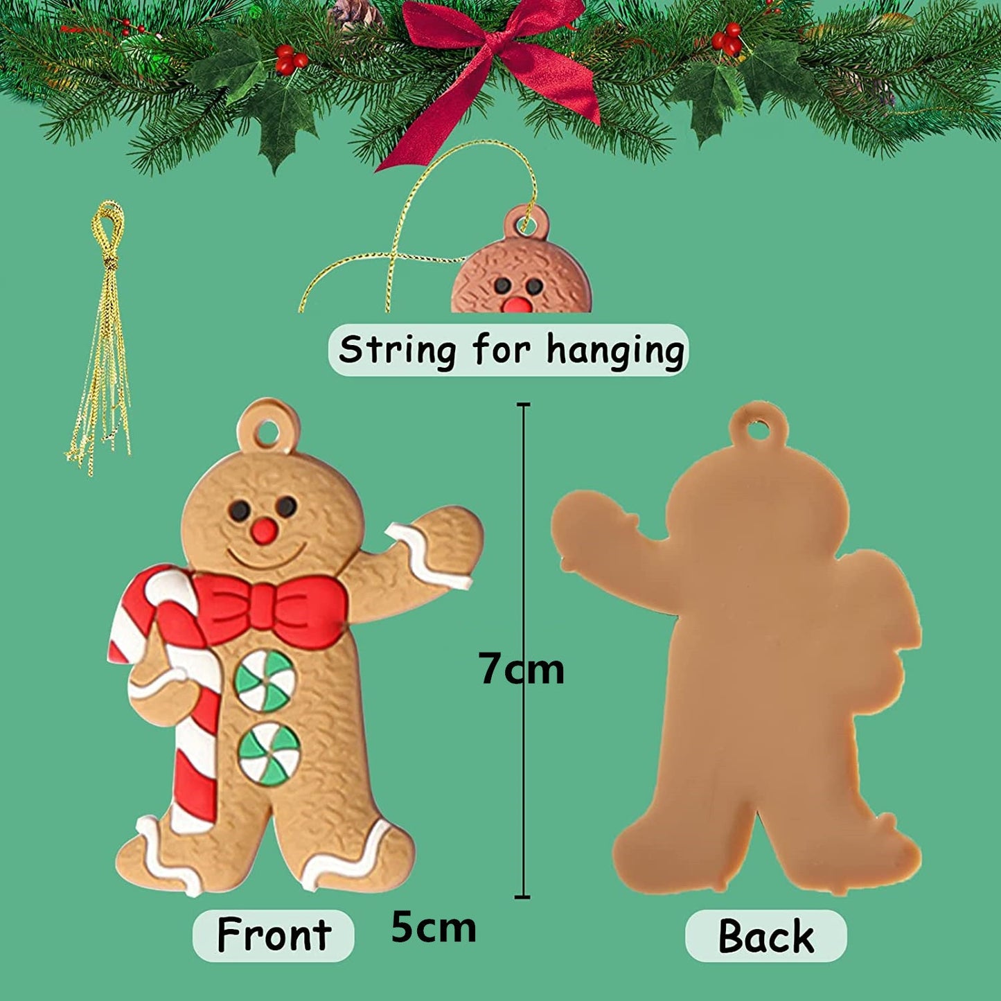 12PCS Christmas Tree Decorations Gingerbread Man Ornaments