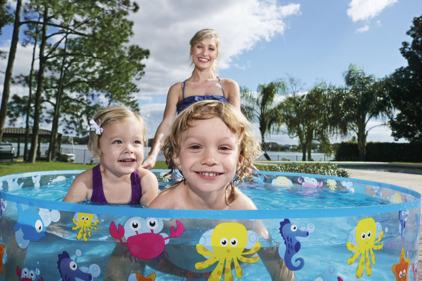 Bestway 1.22m x 25cm Kids Above Ground Pool Sea Life Design Portable