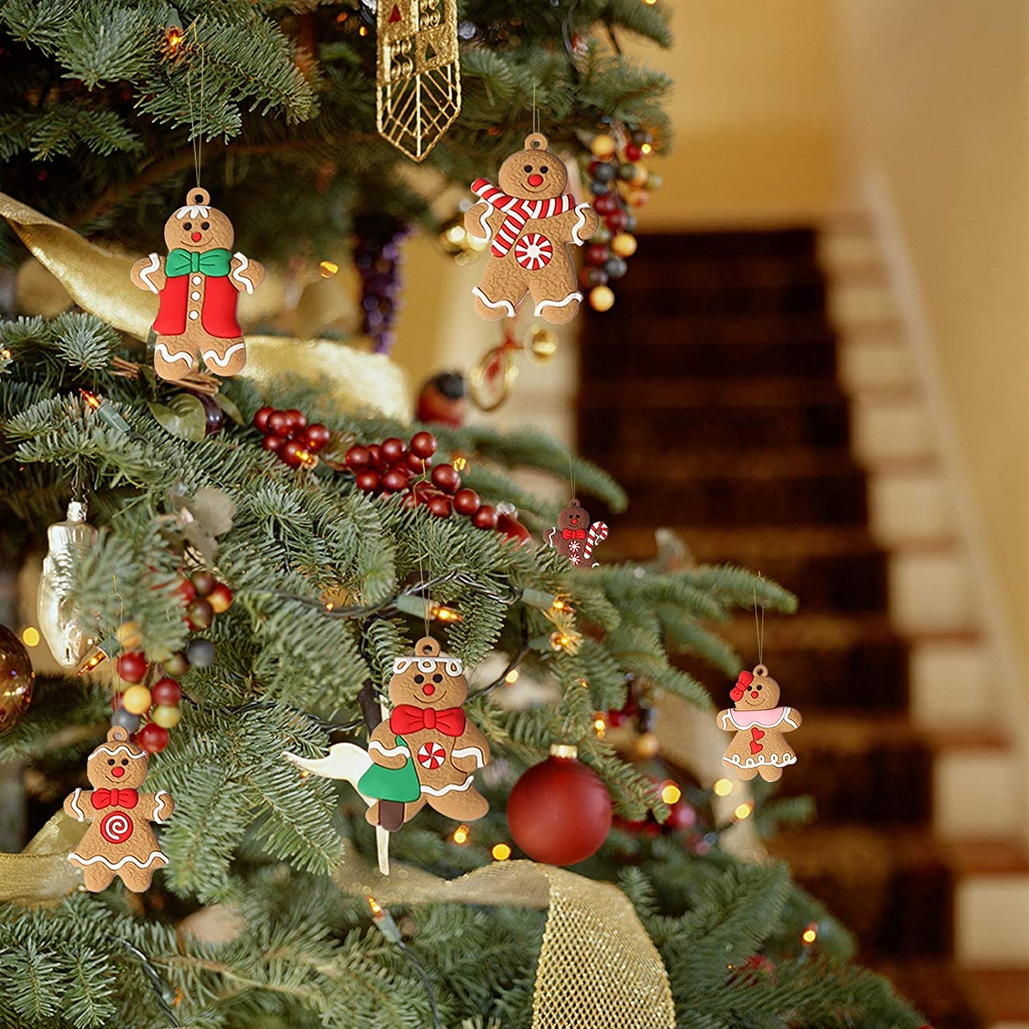 12PCS Christmas Tree Decorations Gingerbread Man Ornaments