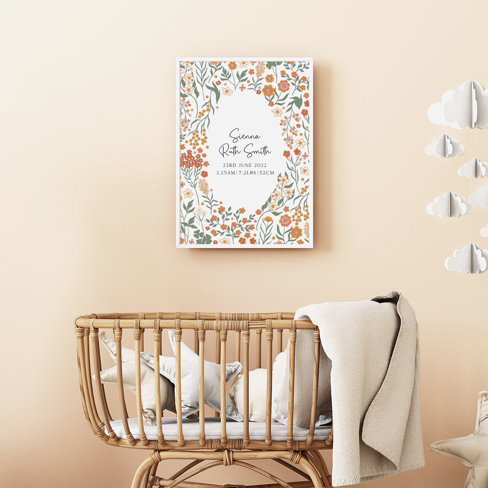 Wall Print | Garden Bloom Birth Detail Keepsake Print
