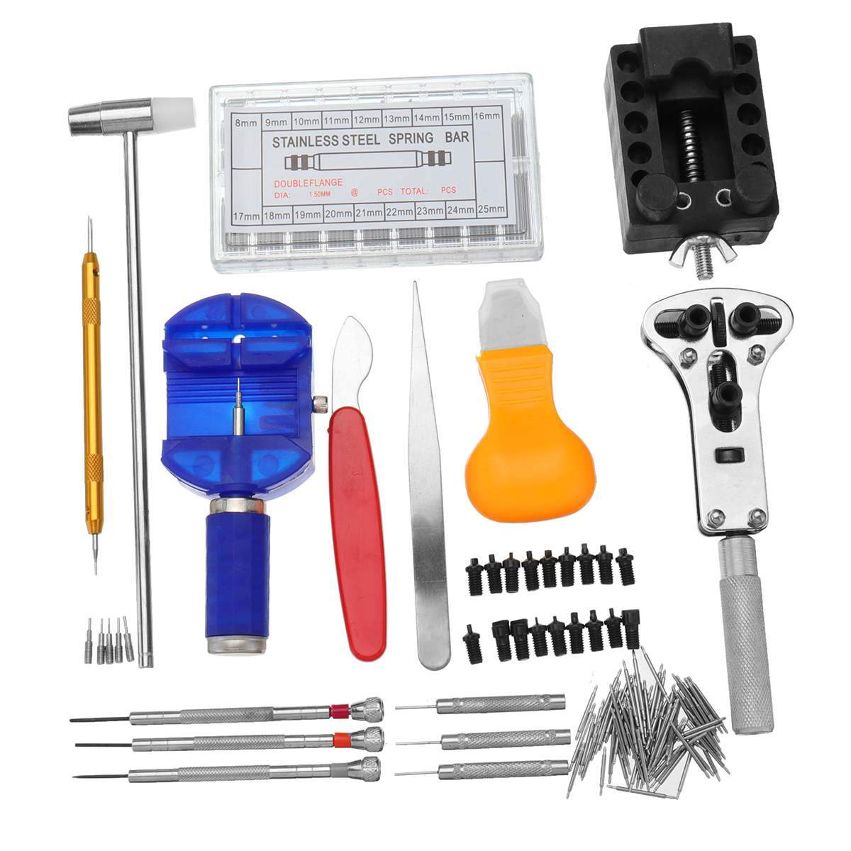 506pcs Watch Repair Tool Kit Back Case Opener Remover Spring Pin Bars Watchmaker