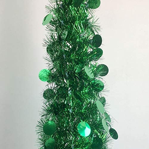 1.5M Collapsible Christmas Tinsel Tree Pop Up Artificial Xmas Tree with Easy Assembly Stand