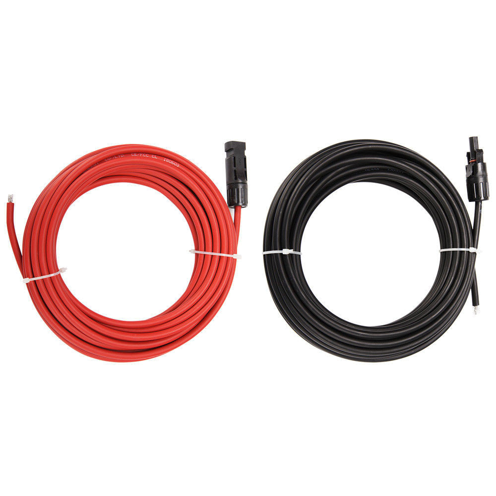 2x 10 m Extension Cable 4mm2 Wire MC4 Connectors Panel Solar to regulator Cable
