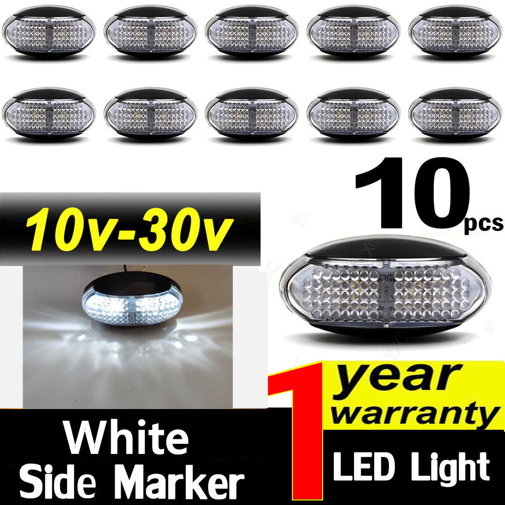 10 x Side Marker Lights White Trailer Truck