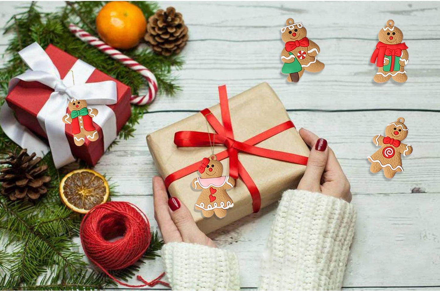 12PCS Christmas Tree Decorations Gingerbread Man Ornaments