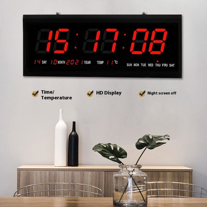 48cm Large Big Jumbo LED Wall Desk Clock Display With Calendar Temperature - salelink.co.nz