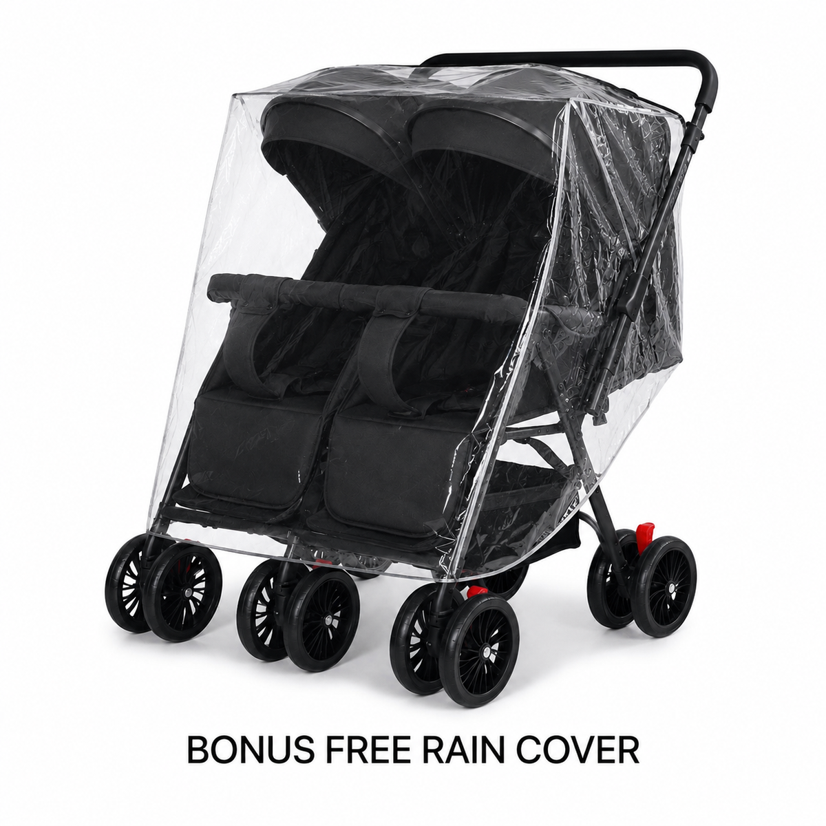 Preorder - TwinGo Black 2-Way Folding Compact Double / Twin Stroller + Rain Cover