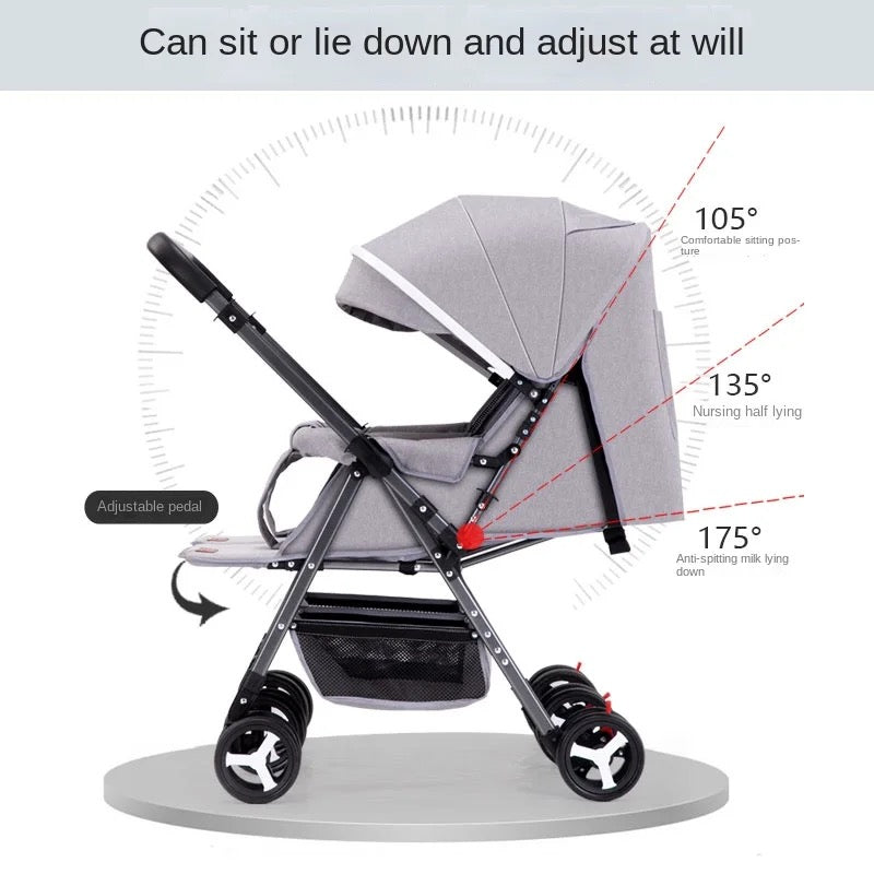 Black 2-Way Folding Compact Double / Twin Stroller + Rain Cover