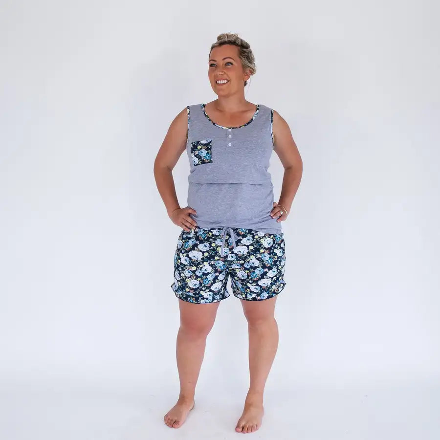 Milkbar Breastfeeding Pyjamas | Blue Rose - Babyonline