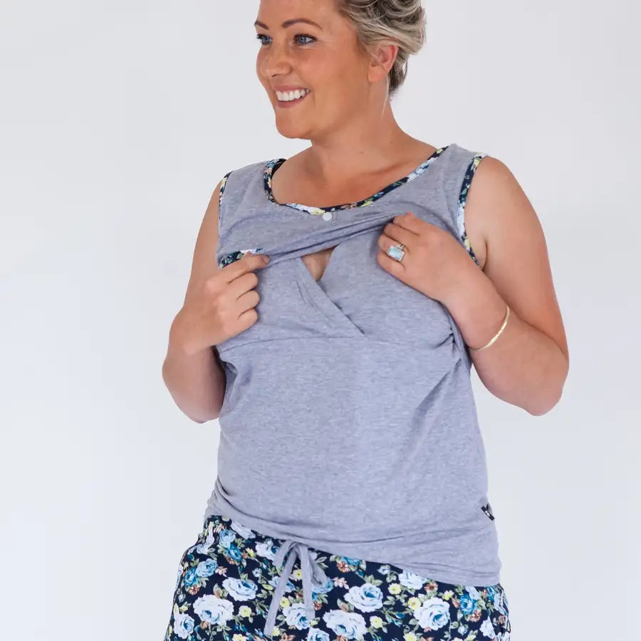 Milkbar Breastfeeding Pyjamas | Blue Rose - Babyonline