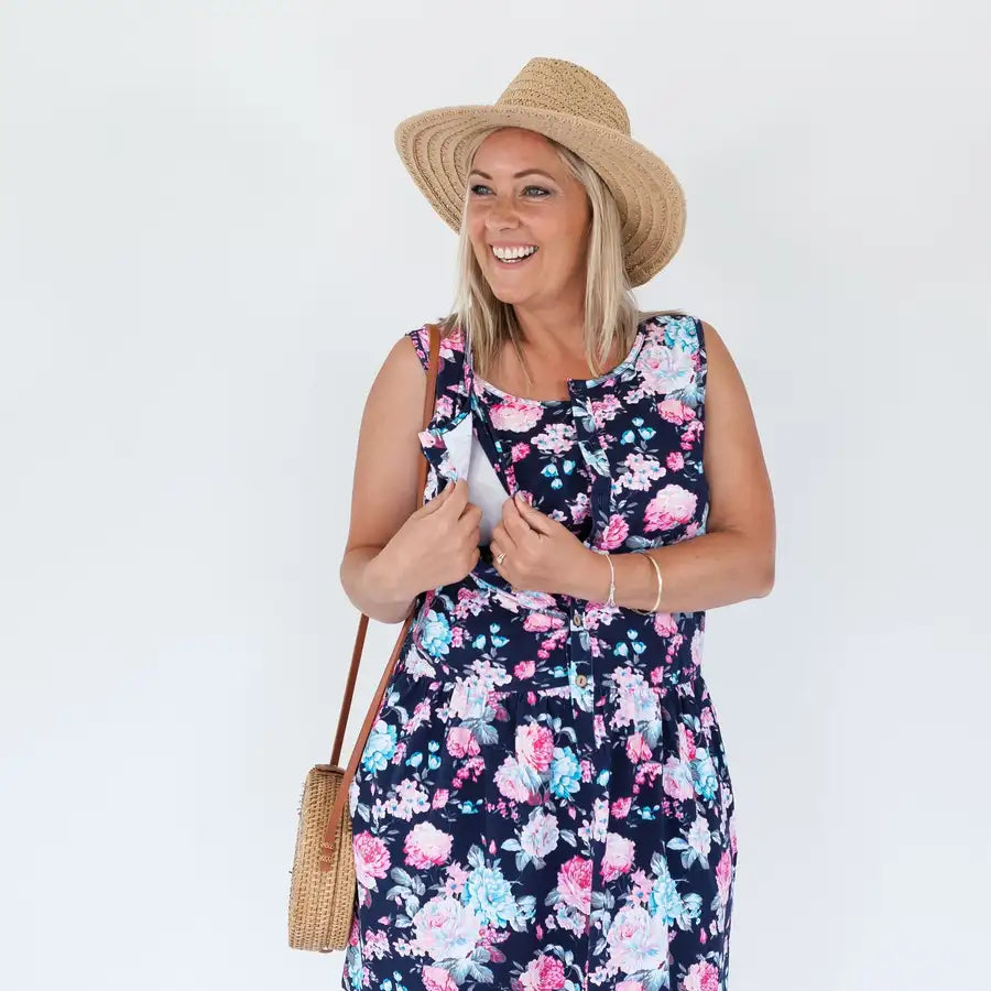 Milkbar Breastfeeding Billie Dress | Navy Floral - Babyonline