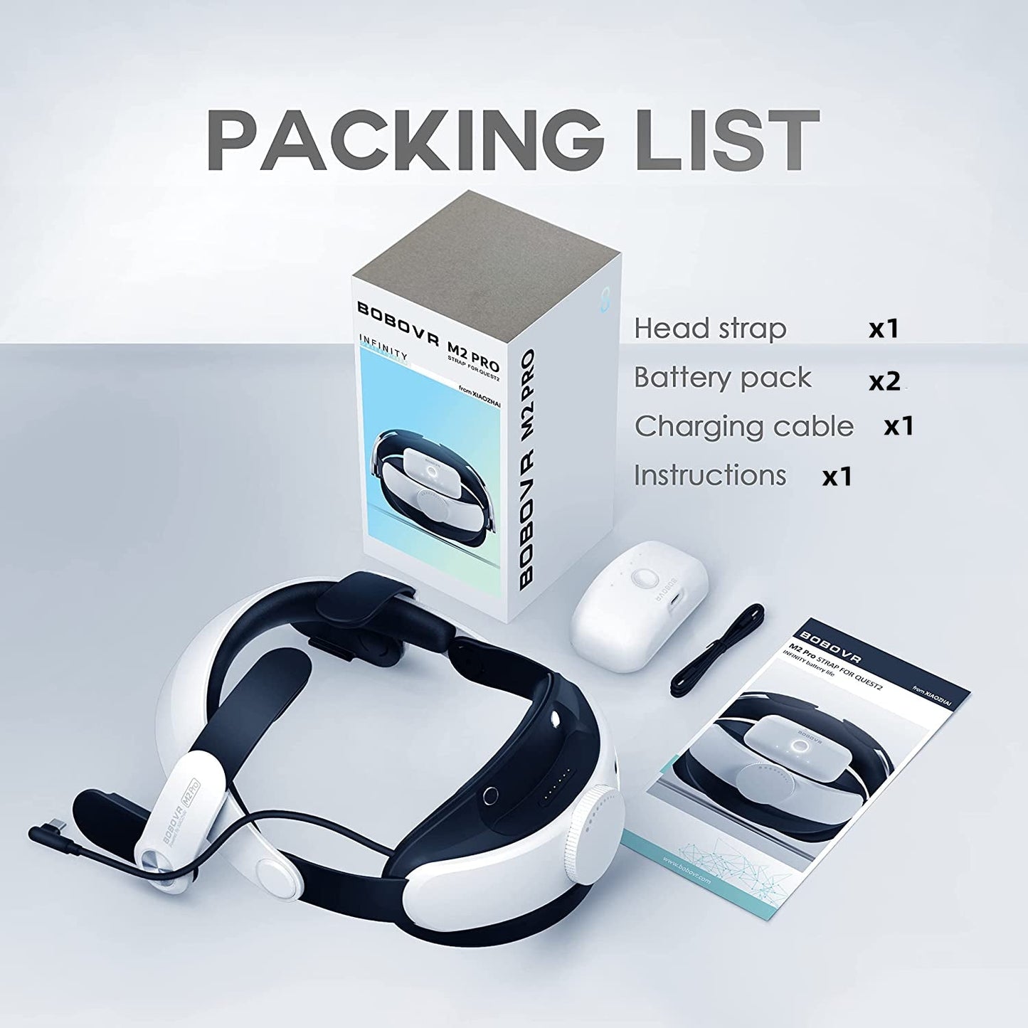VR Accessories,BOBOVR M2 Pro Battery Pack Head Strap Compatible with Quest 2