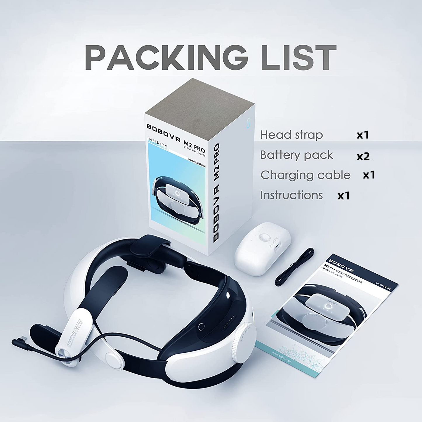 VR Accessories,BOBOVR M2 Pro Battery Pack Head Strap Compatible with Quest 2