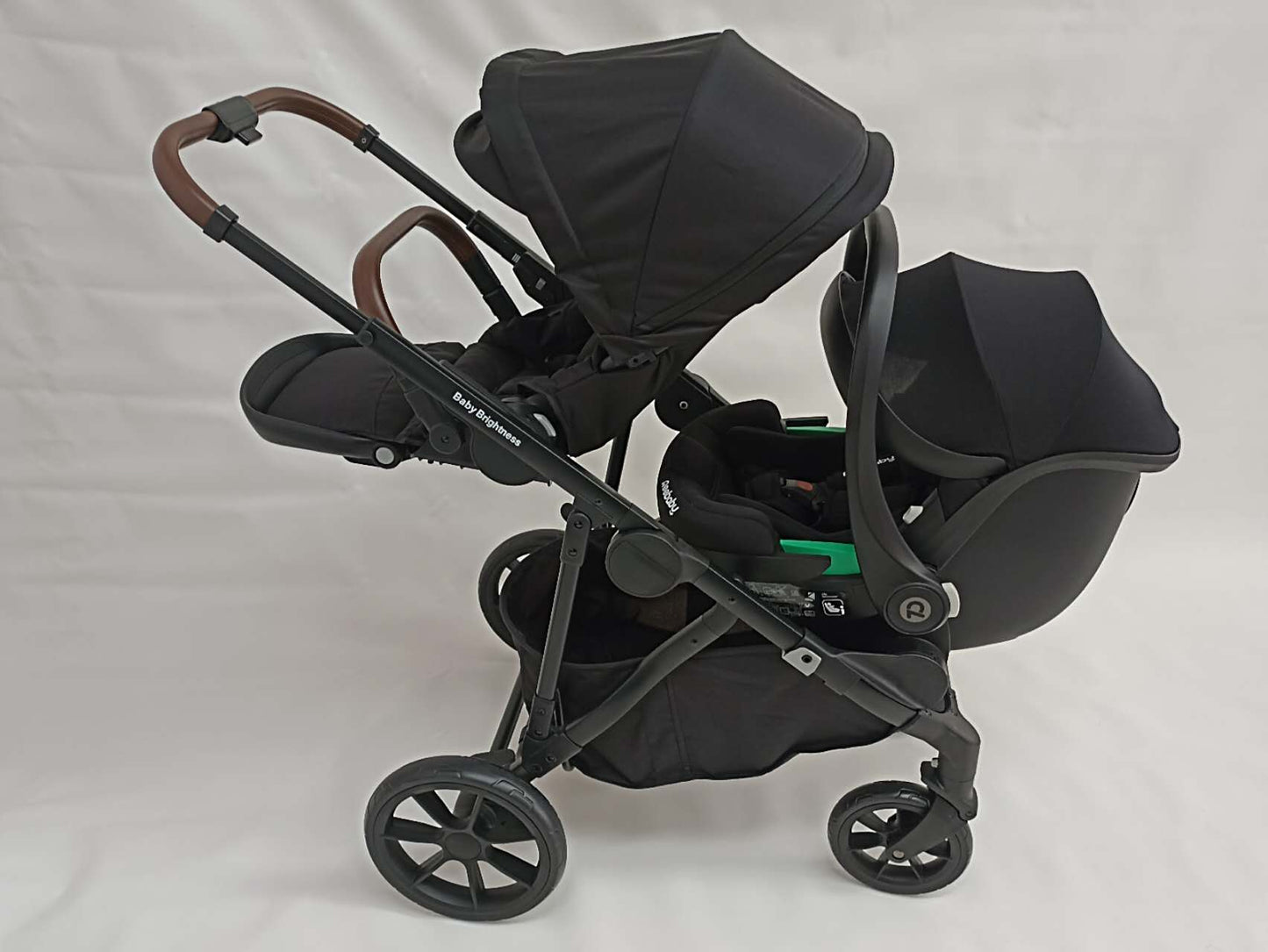 Double Pram – Luxe Twin Stroller with Car Seat