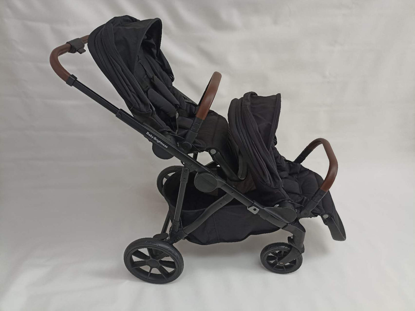 Double Pram – Luxe Twin Stroller with Car Seat