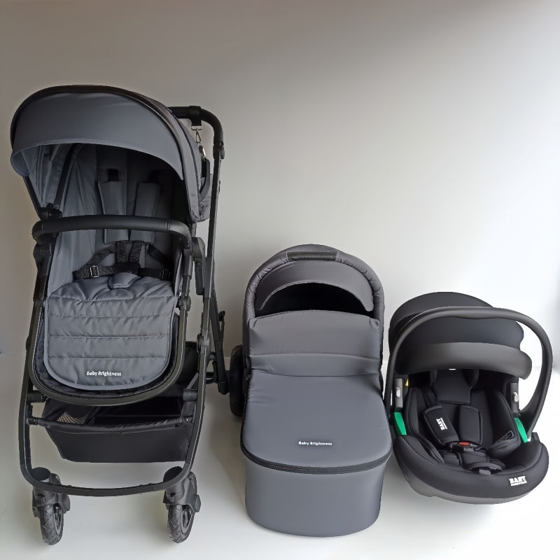 Baby Brightness Palms 2+ baby stroller with carrycot and capsule dark grey