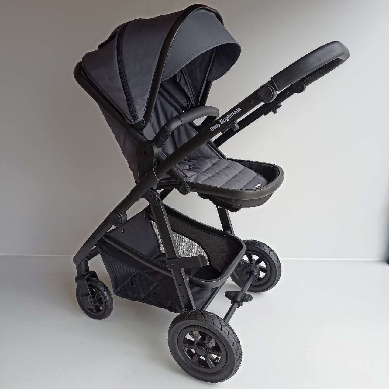 Baby Brightness Palms 2+ baby stroller with carrycot and capsule dark grey