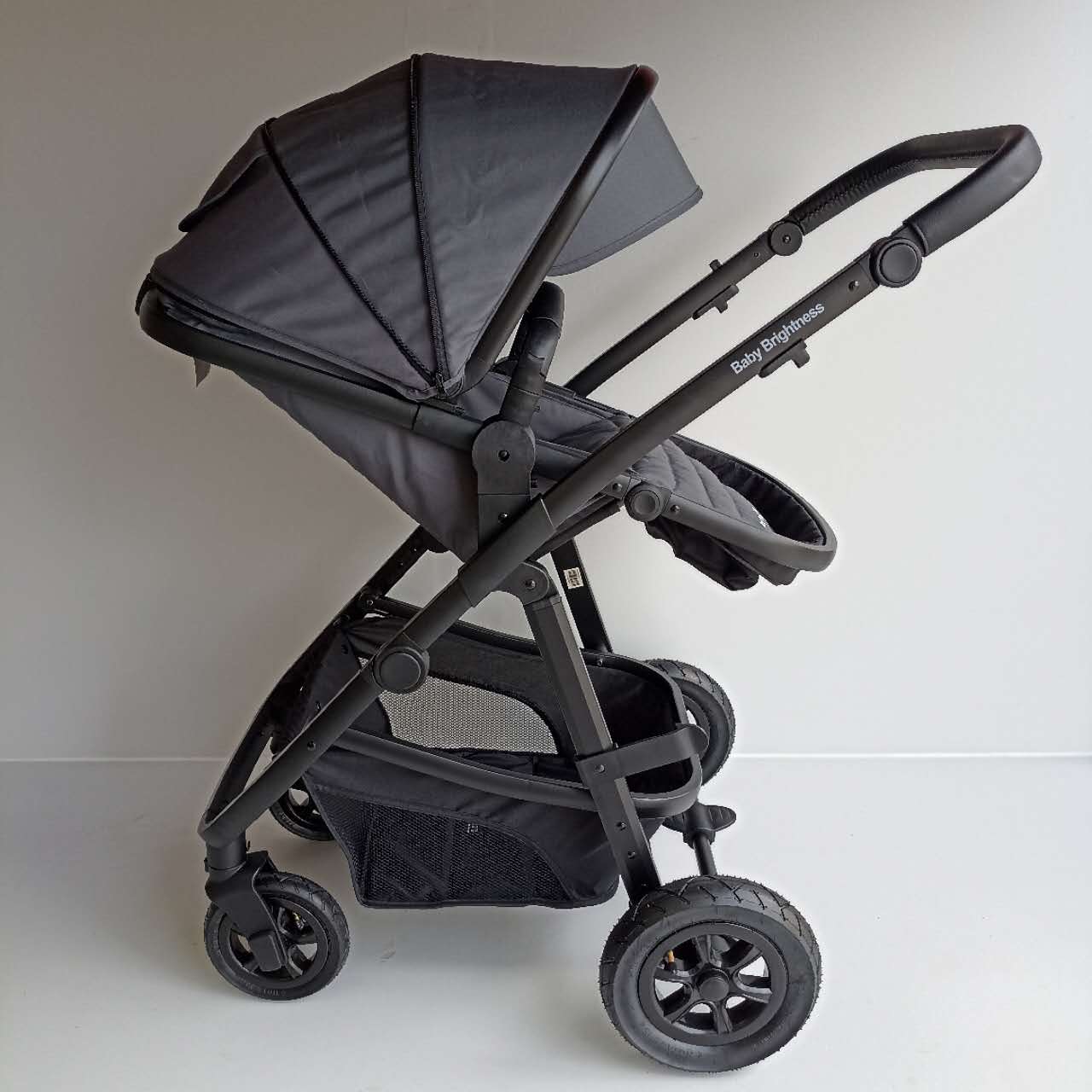 Baby Brightness Palms 2+ baby stroller with carrycot and capsule dark grey