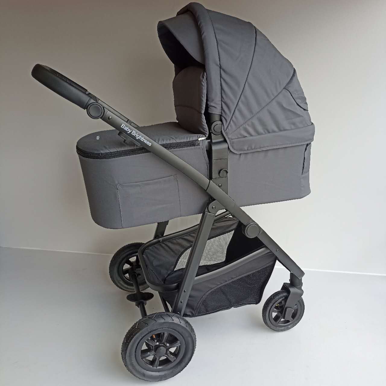 Baby Brightness Palms 2+ baby stroller with carrycot and capsule dark grey