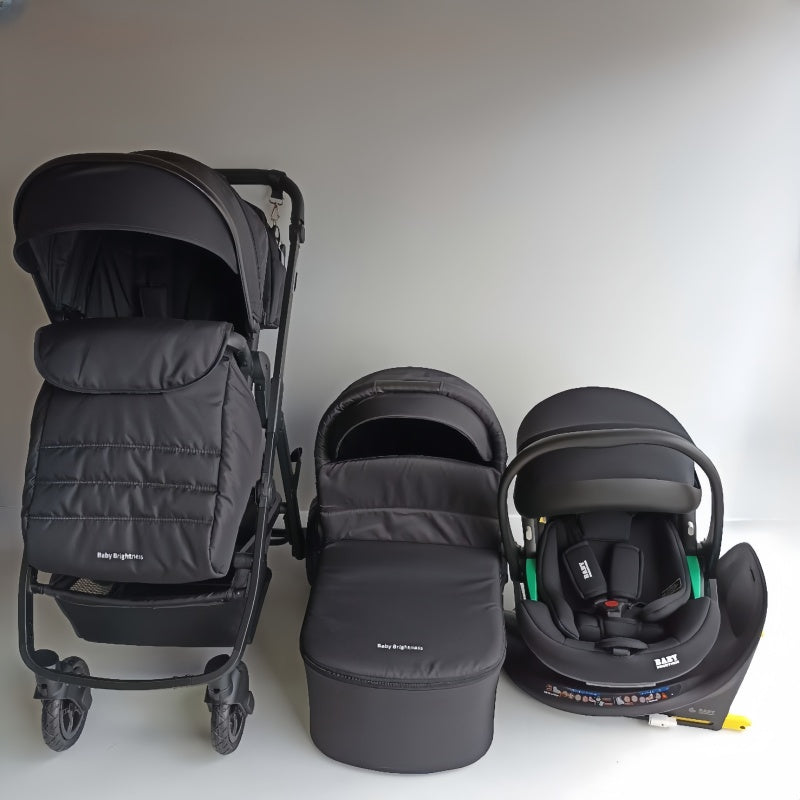 Baby Brightness Palms 2+ baby stroller with carrycot, capsule and Rotation ISOFIX base Black