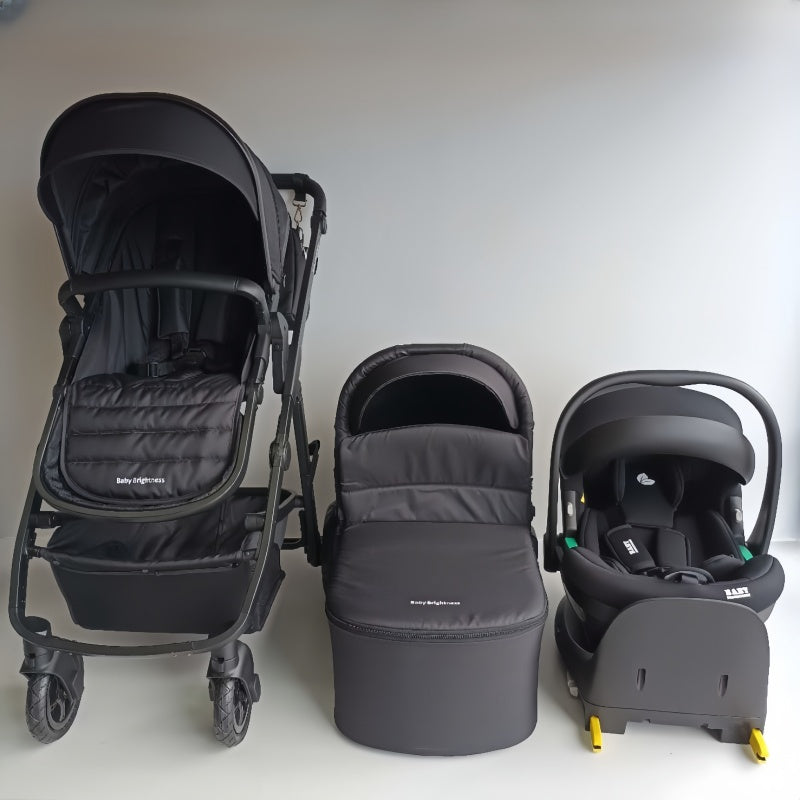 Baby Brightness Palms 2+ baby stroller with carrycot, capsule and ISOFIX base Black