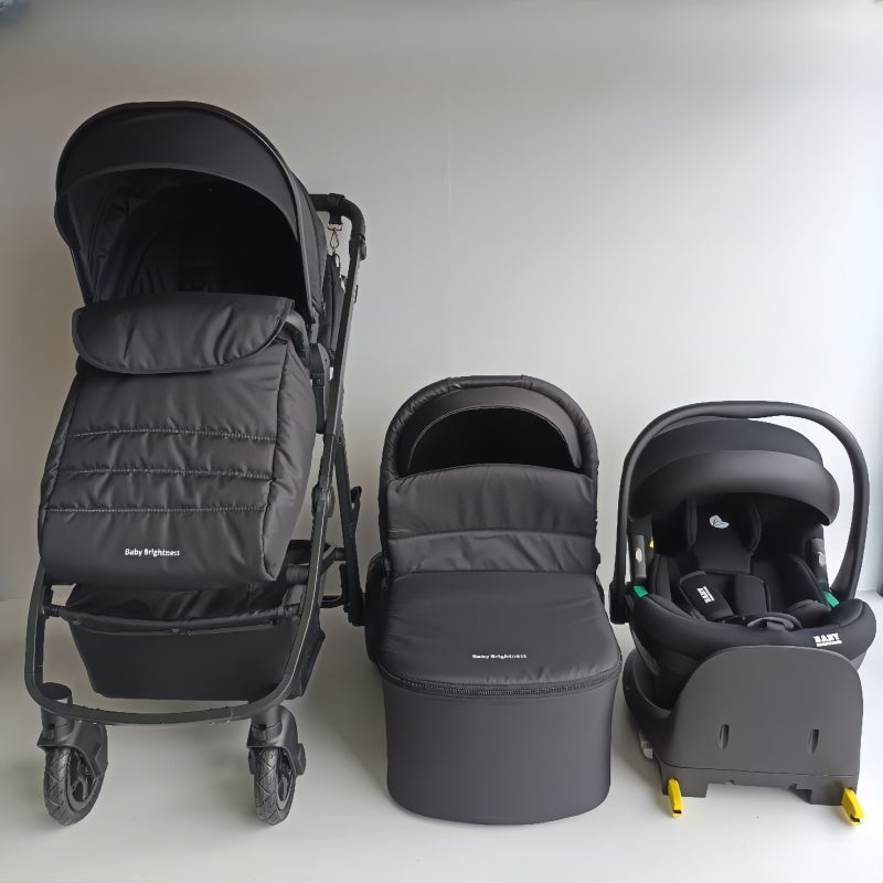 Baby Brightness Palms 2+ baby stroller with carrycot, capsule and ISOFIX base Black