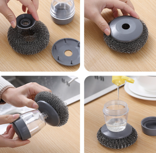 Kitchen Soap Dispensing Pot Cleaning Brush