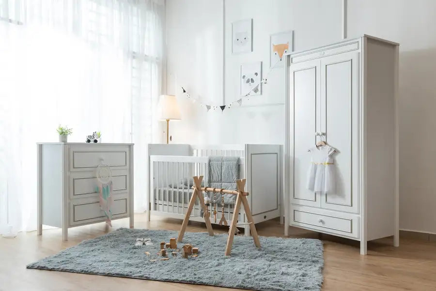 Kapai MERCURY Wooden Baby Cot Drop Side with Drawer - Babyonline