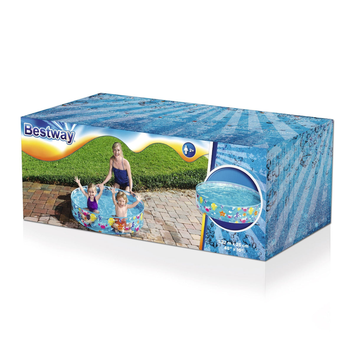 Bestway 1.22m x 25cm Kids Above Ground Pool Sea Life Design Portable