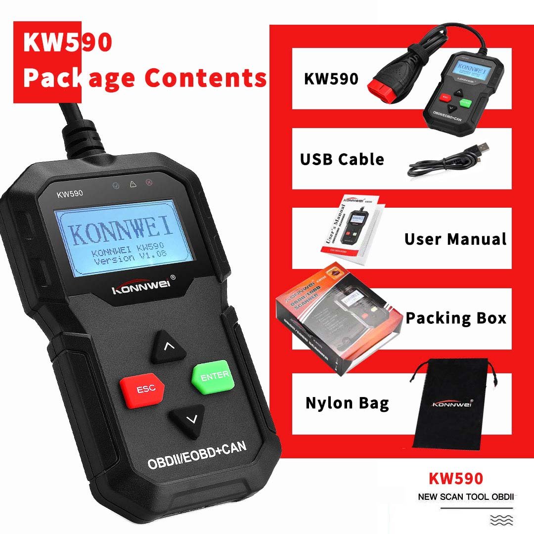 KONNWEI KW590 OBDII Diagnostic Scanner Vehicle Engine Diagnosis Code Reader