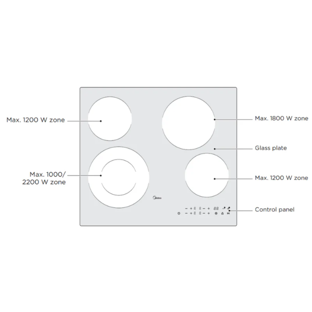 Midea 60cm Ceramic hob Touch Control MCH640F298K
