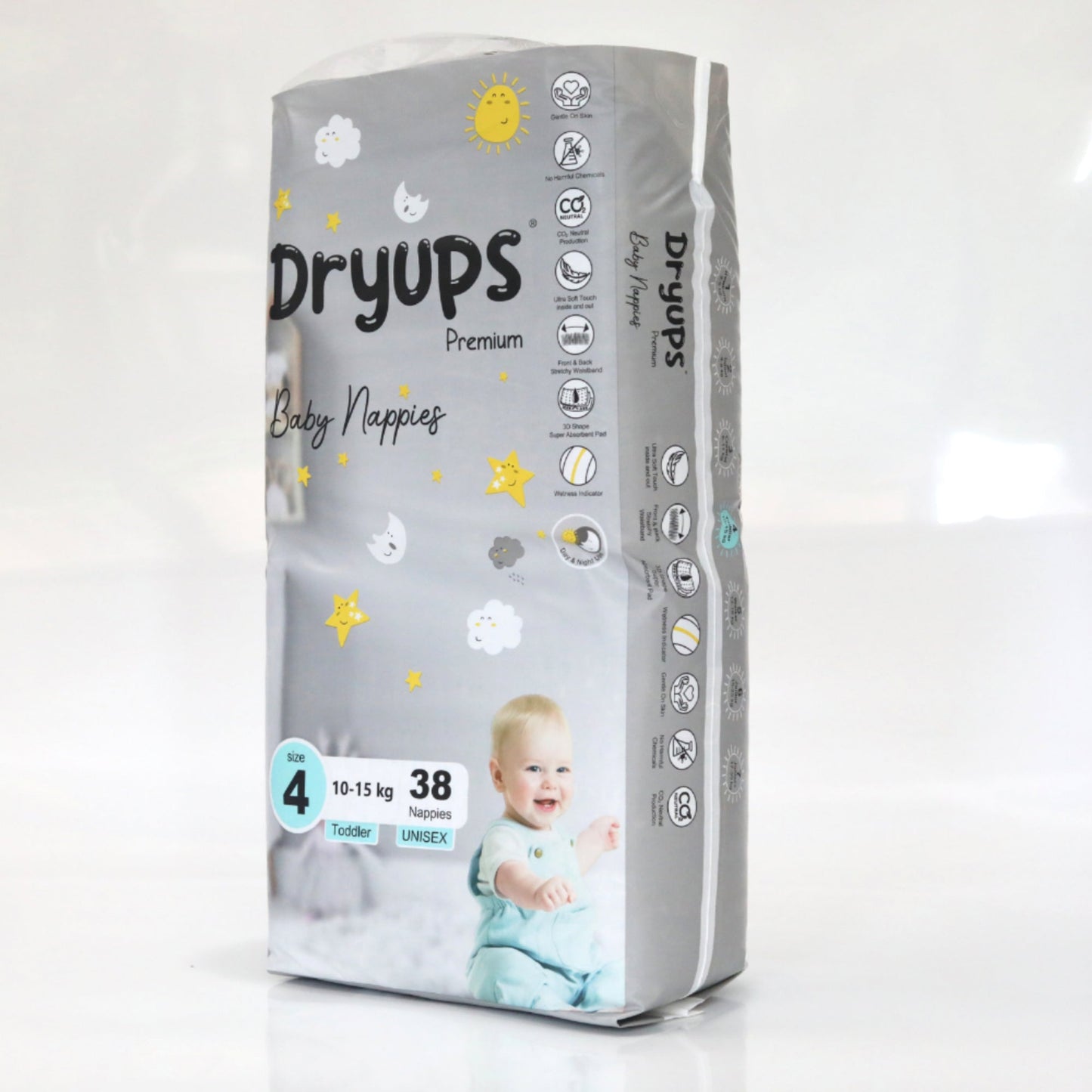 Dryups Premium Nappies Unisex Size 4 Toddler (10-15kg)
