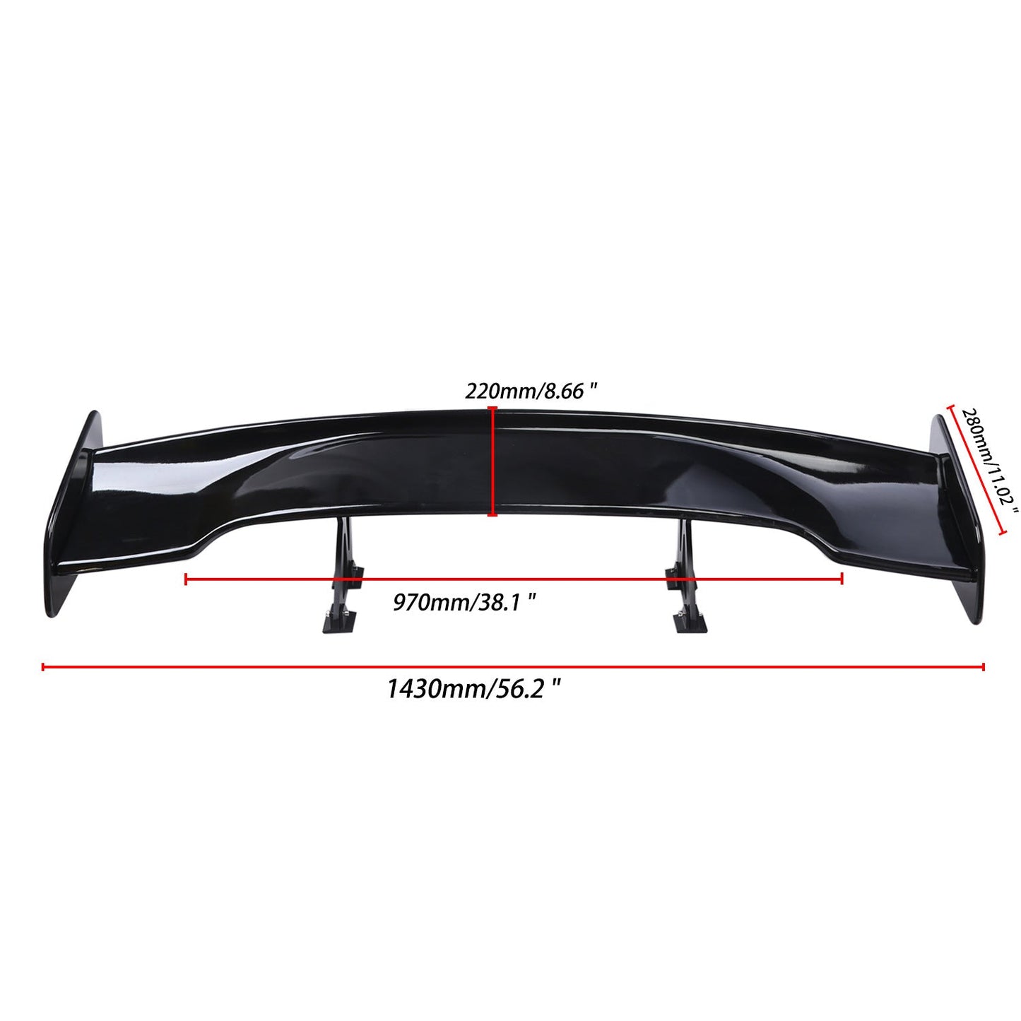 Universal Car Spoiler GT Wing Black