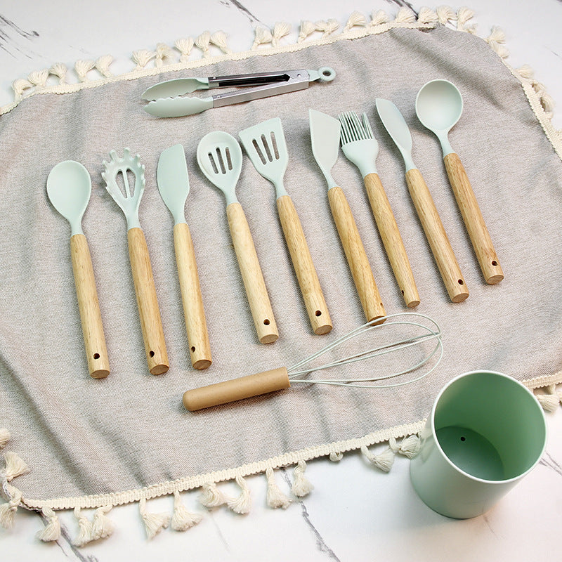 Mini Kids 12Pcs Silicone Utensils Cooking Kitchen Set Cookware BPA Free