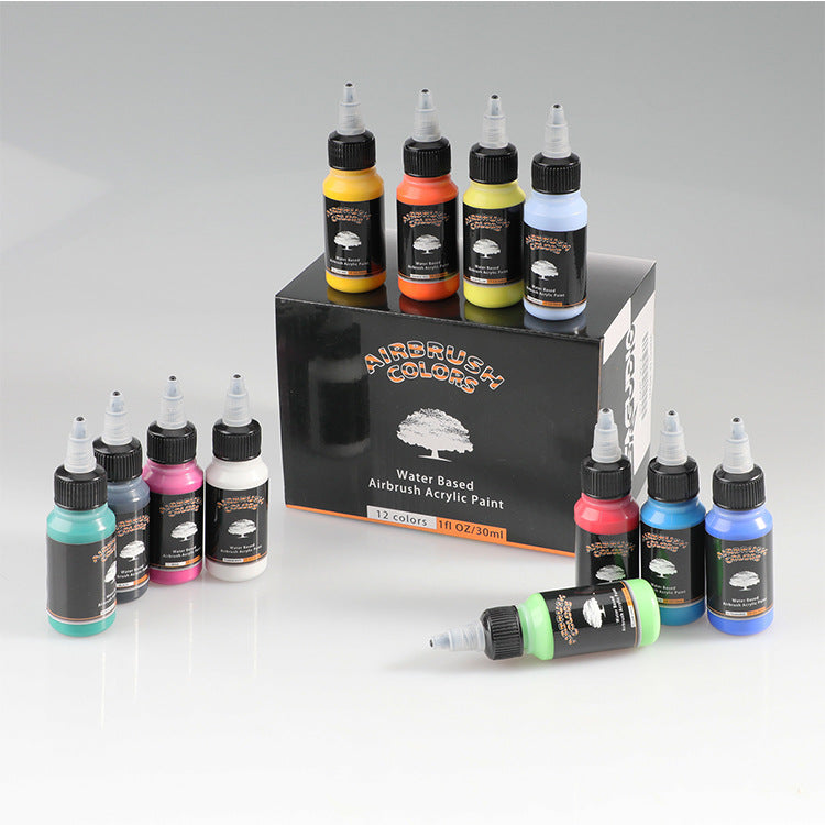 12 Colours 30ml Acrylic Airbrush Paint Set