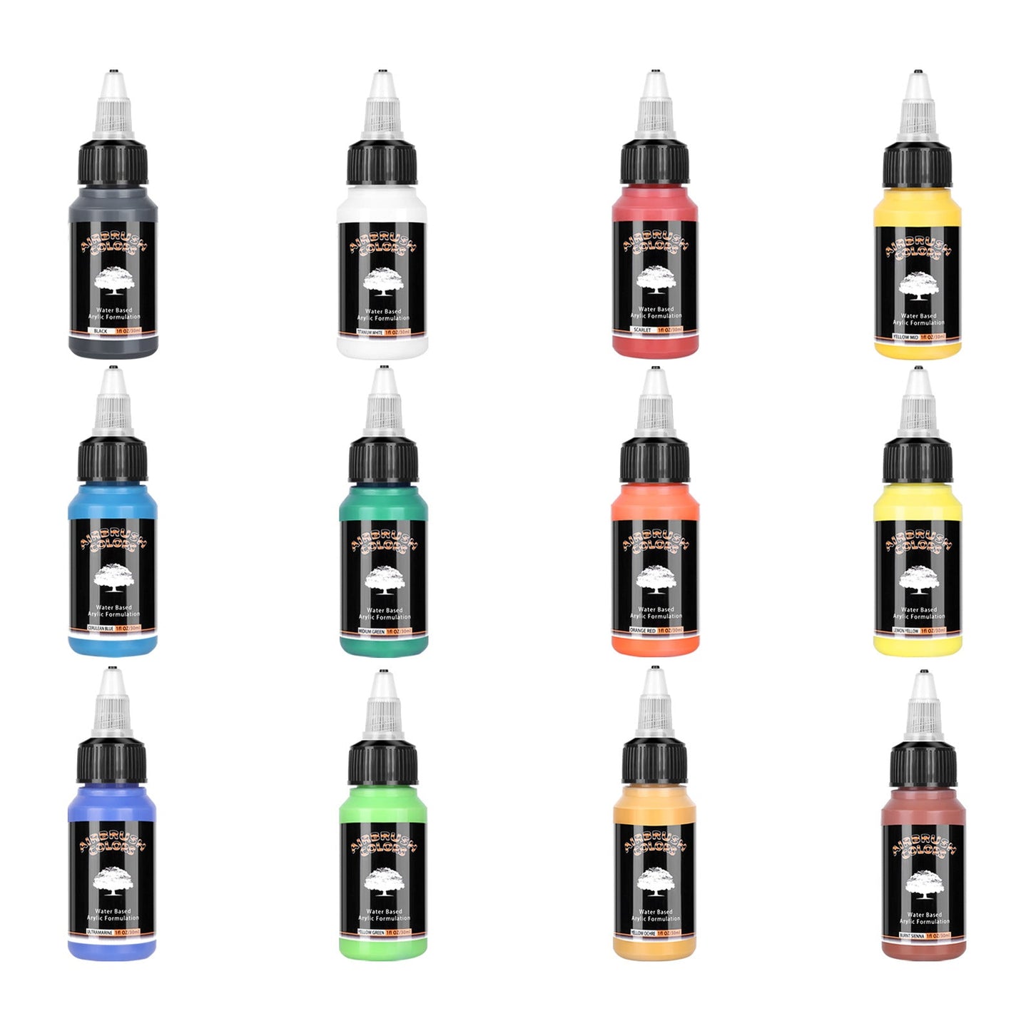 12 Colours 30ml Acrylic Airbrush Paint Set