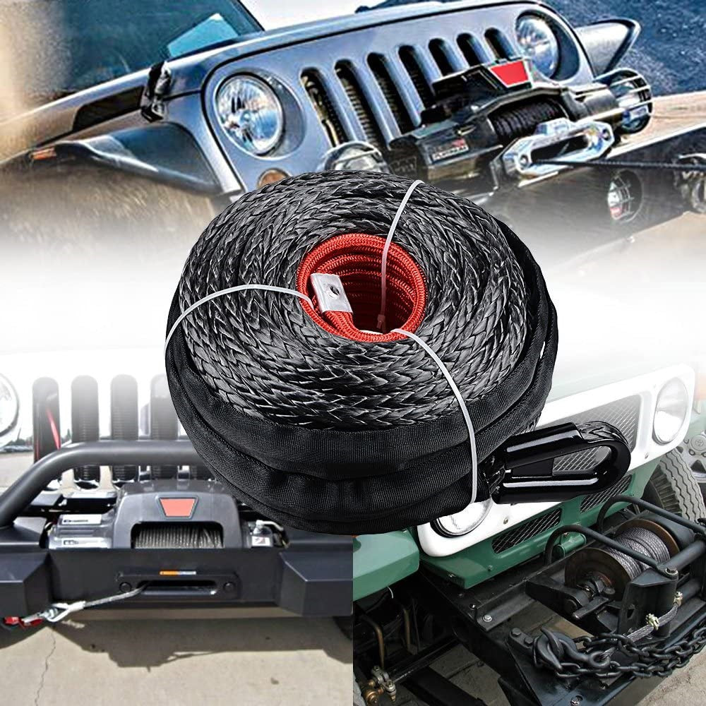 Winch Rope 29M Dyneema Synthetic Car Tow Recovery Cable 4WD BLK