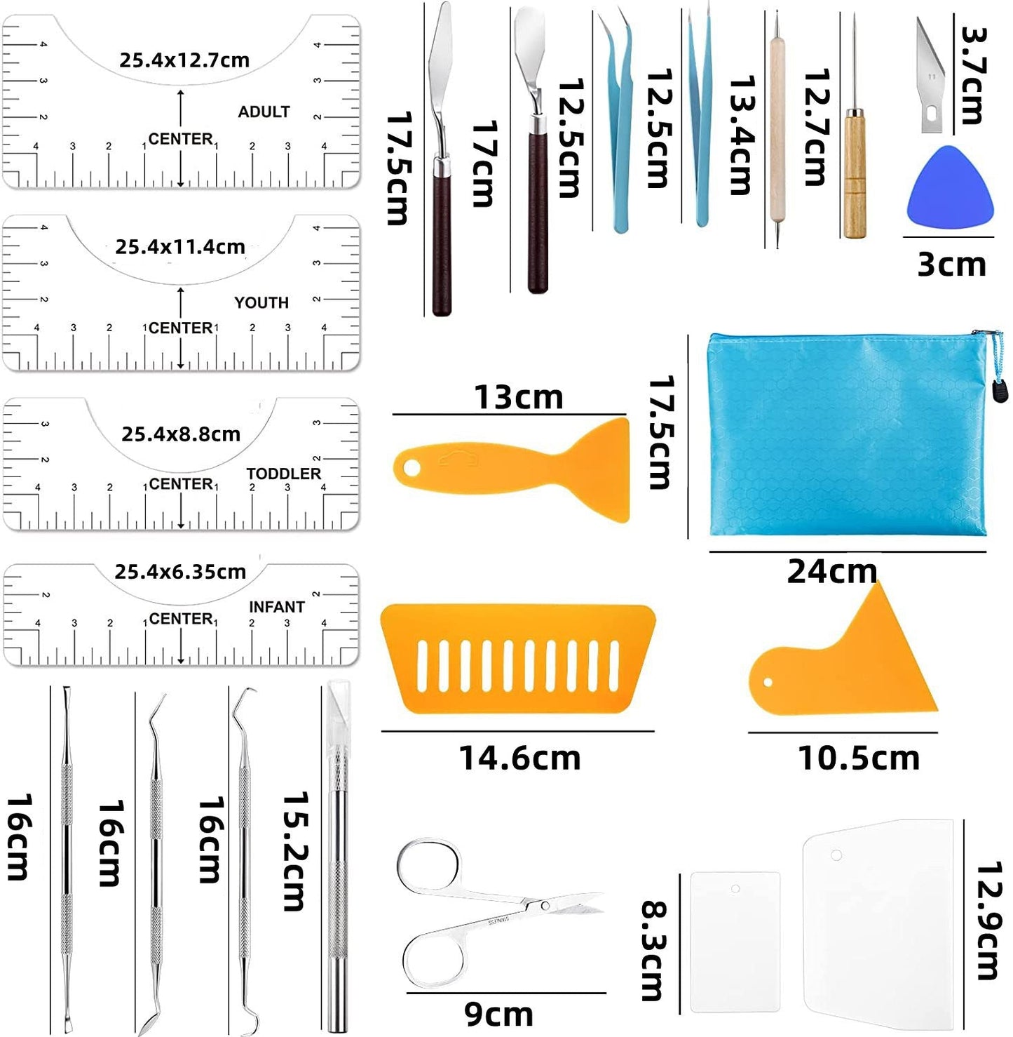 33pcs Vinyl Weeding Tools with T-Shirt Ruler Guide Craft Tools