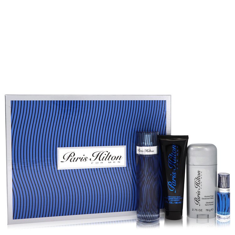 Paris Hilton Gift Set - 3.4 oz Eau De Toilette Spray + 3 oz Body Wash + 2.75 oz Deodorant Stick + .25 Mini EDT Spray by Paris Hilton --
