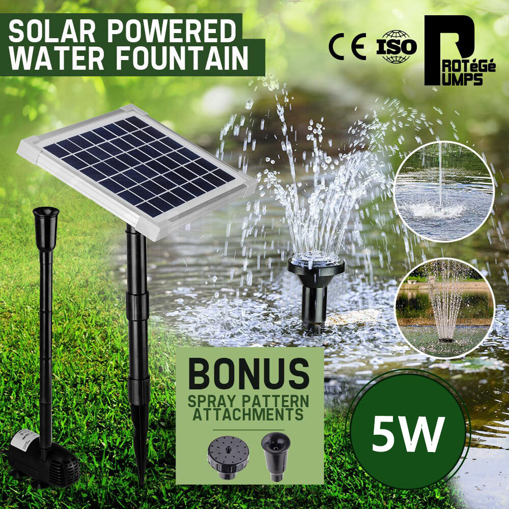 5w Solar Powered Submersible Water Pump Kit Garden Pond Panel